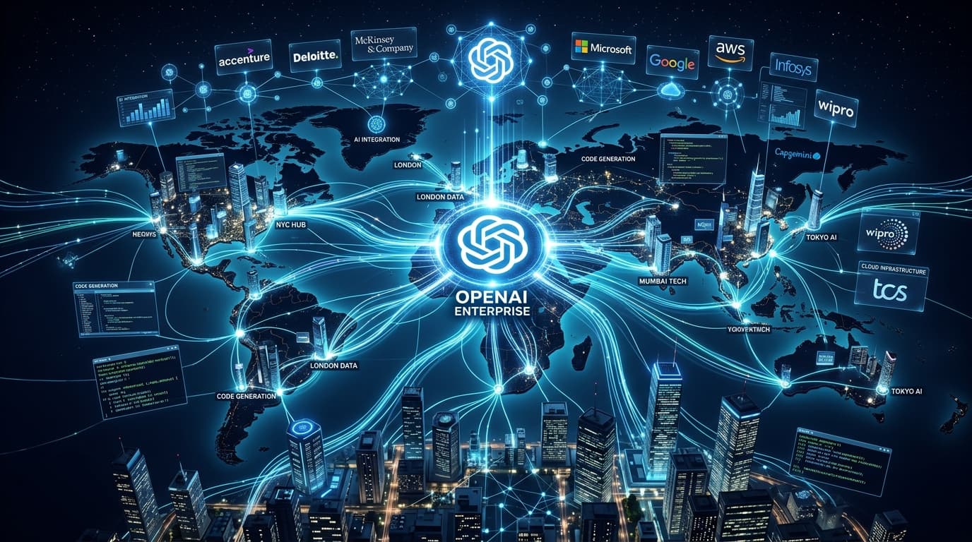 OpenAI Codexのエンタープライズ展開構造：Codex Labs・GSI・企業活用事例の関係図